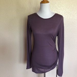 818 Ruched Side Long Sleeve Casual Knit Top Size M New